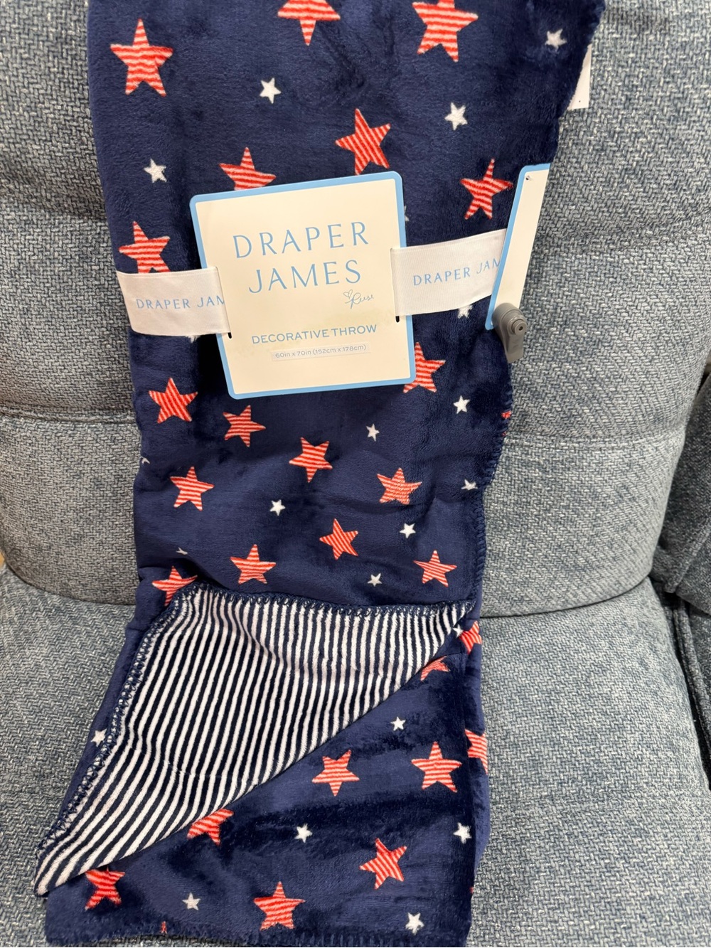 Draper James Navy & Red Star Pattern Throw